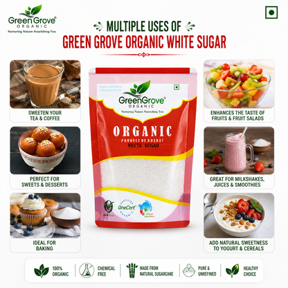 GreenGrove Organic White Sugar (1 KG) (PACK OF 2)
