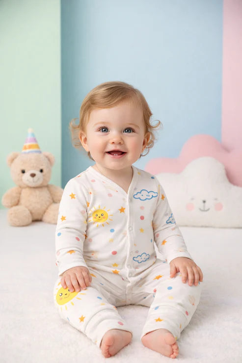 Tiny Tiggy Ultra-Soft Bamboo Cotton Full Sleeves Romper- All season wear