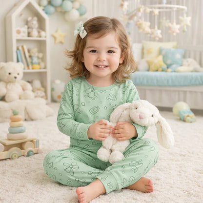 Tiny Tiggy Bamboo Cotton Printed Pyjama Set | Soft Top & Jogger Outfit for Infants