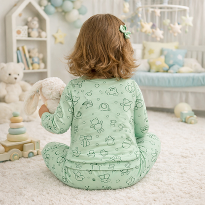 Tiny Tiggy Bamboo Cotton Printed Pyjama Set | Soft Top & Jogger Outfit for Infants