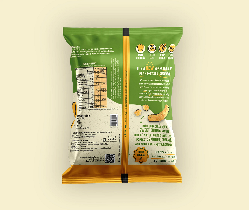 Nourish Organics Cream & Onion Popeas (60 GM)