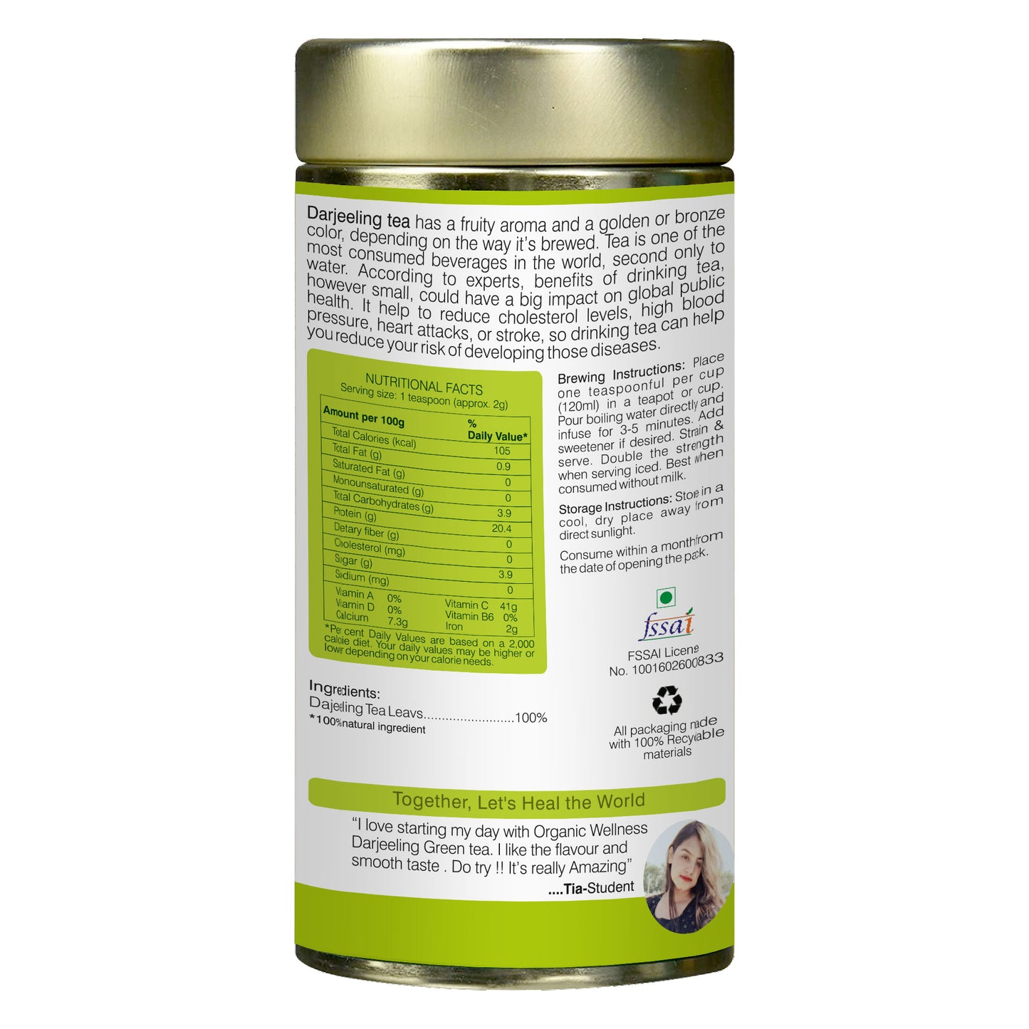 Organic Wellness Darjeeling Green Tea