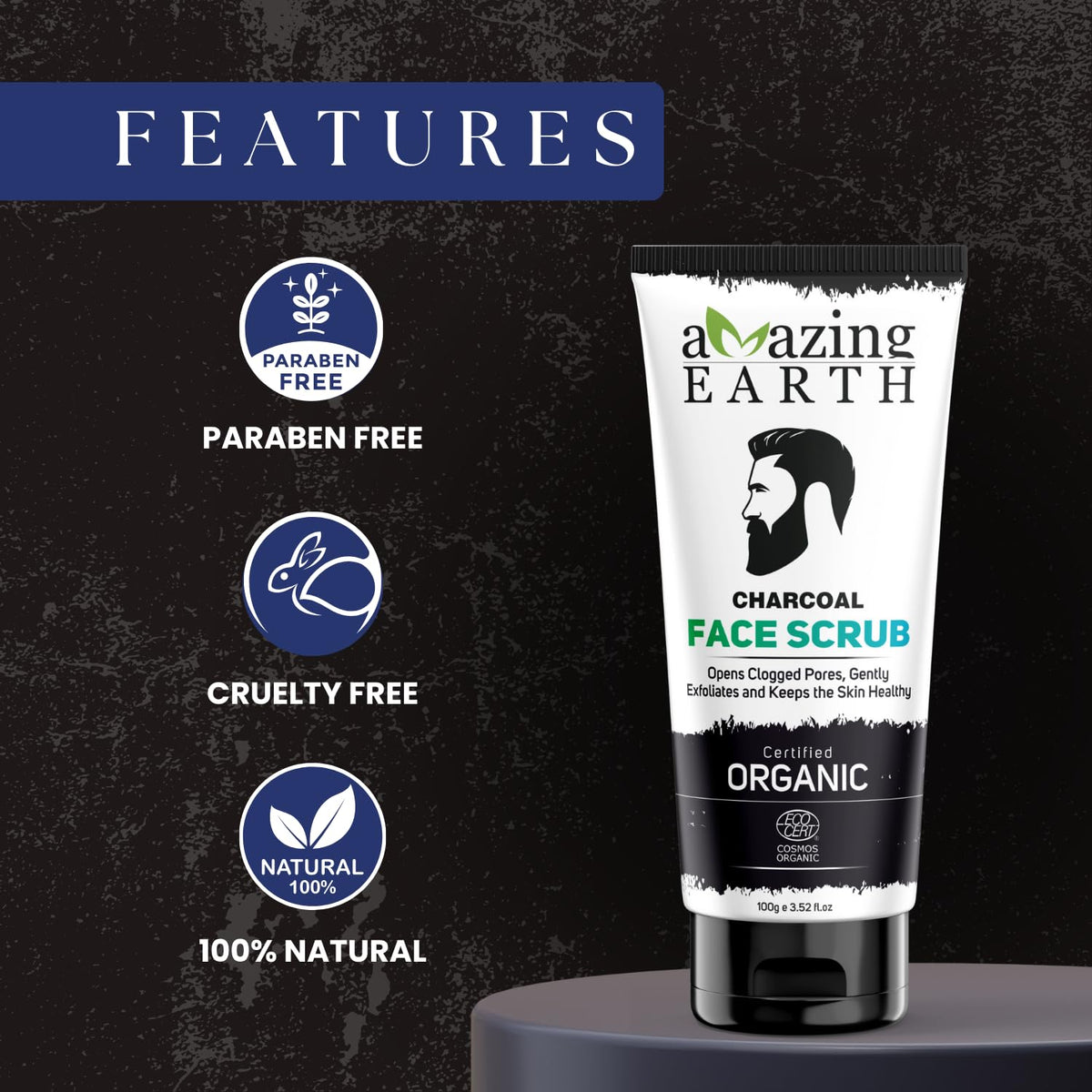 Amazing Earth Organic Charcoal Face Scrub (100 GM)