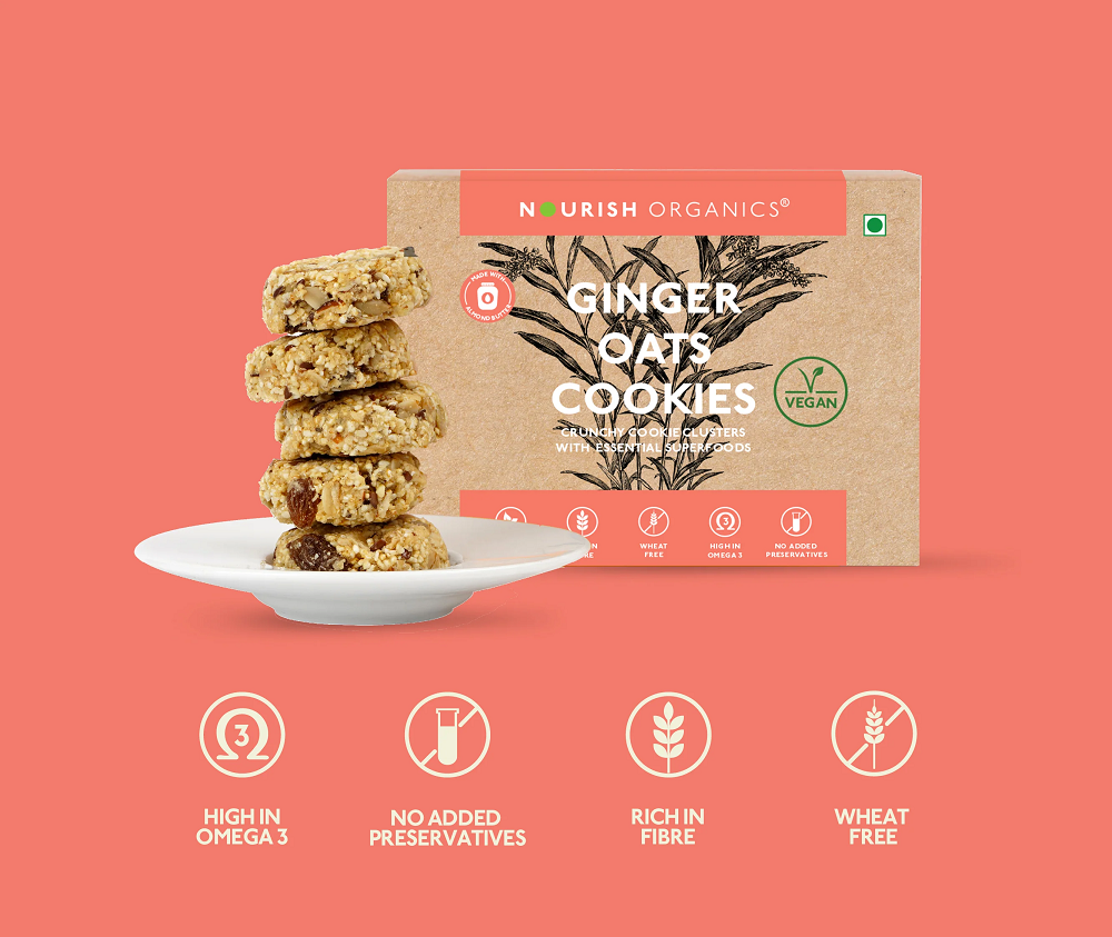 Nourish Organics Ginger Oats Cookies (120 GM)