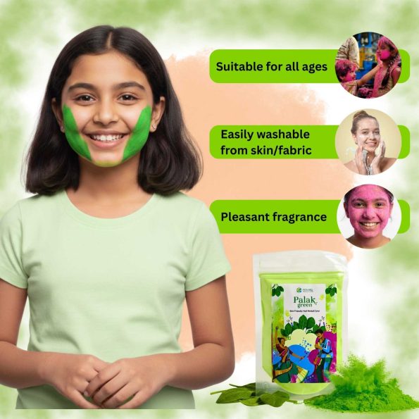 Nisarg Organic Farm Natural Palak Green Holi Color – Herbal & Skin-Safe Gulal