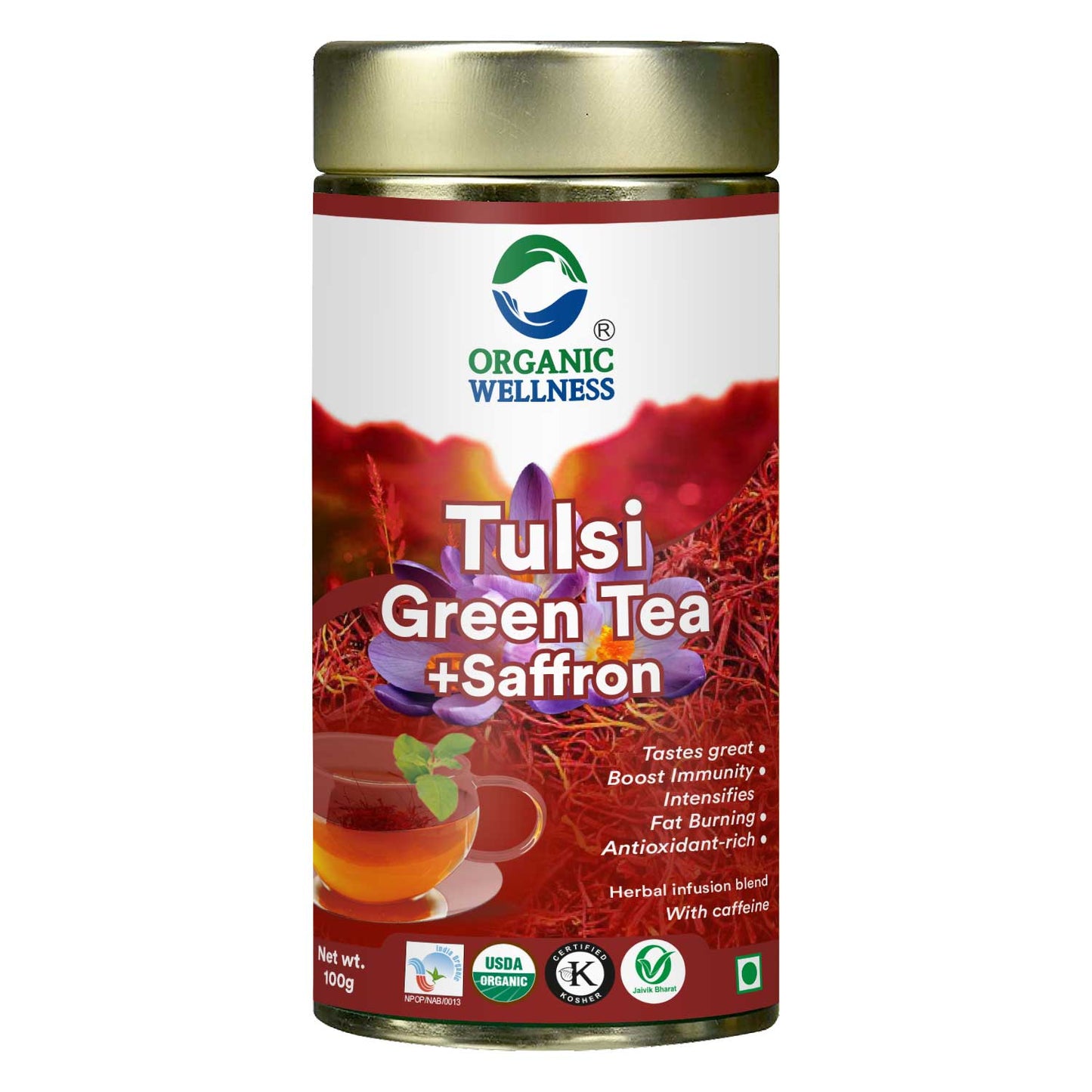 Organic Wellness Tulsi Green Tea + Saffron