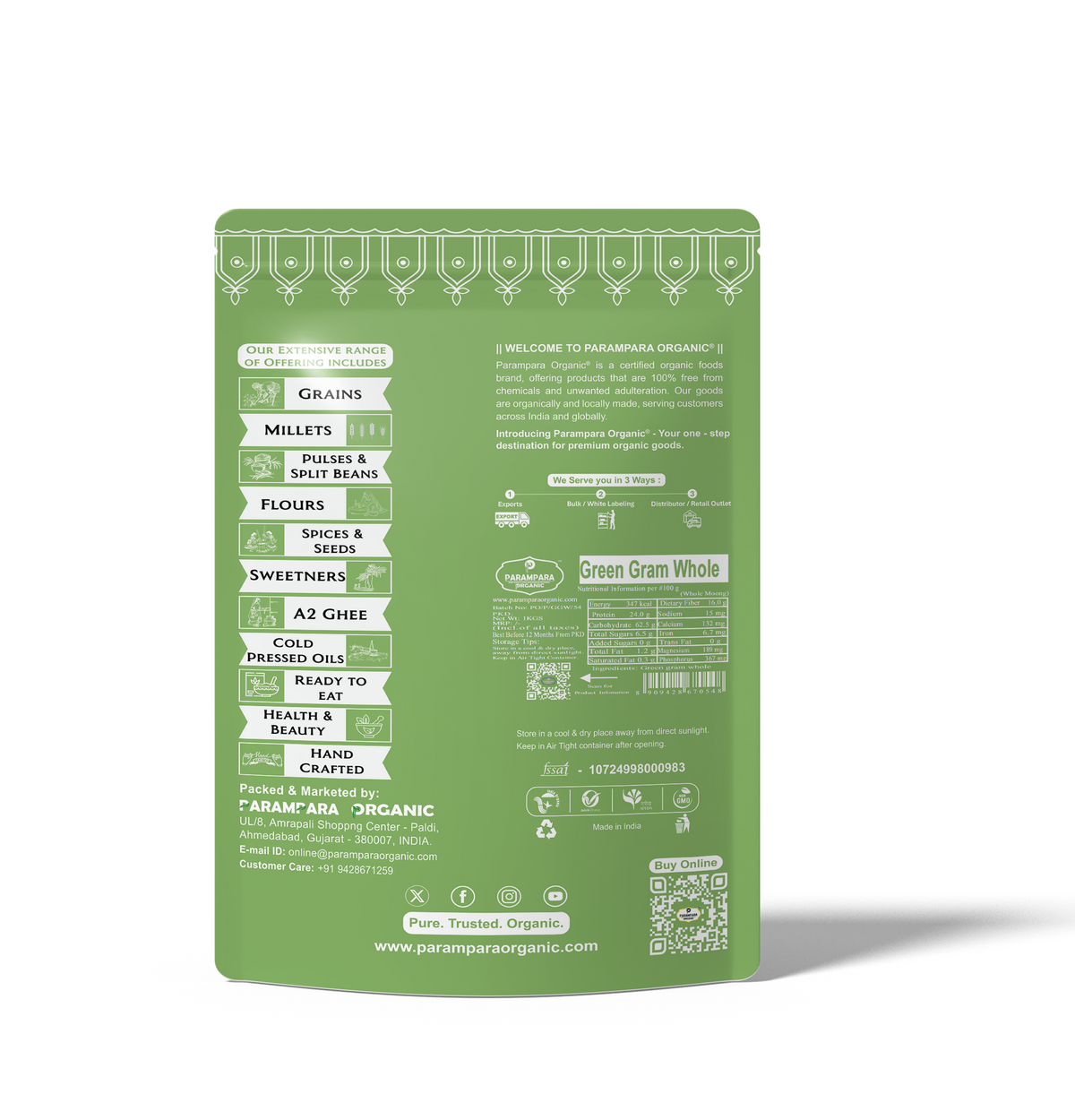 Parampara Organic Green Gram Whole (Moong)