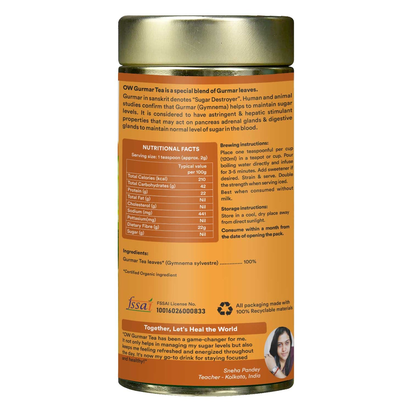 Organic Wellness Gurmar Gymnema Sylvestrev Tea