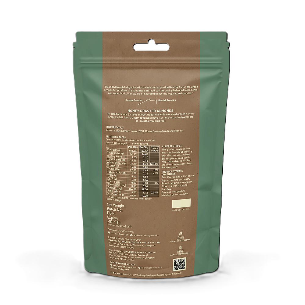Nourish Organics Honey Roasted Almonds (100 GM)