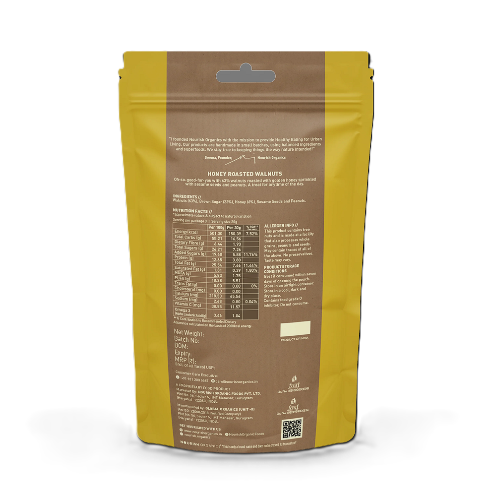 Nourish Organics Honey Roasted Walnuts (100 GM)