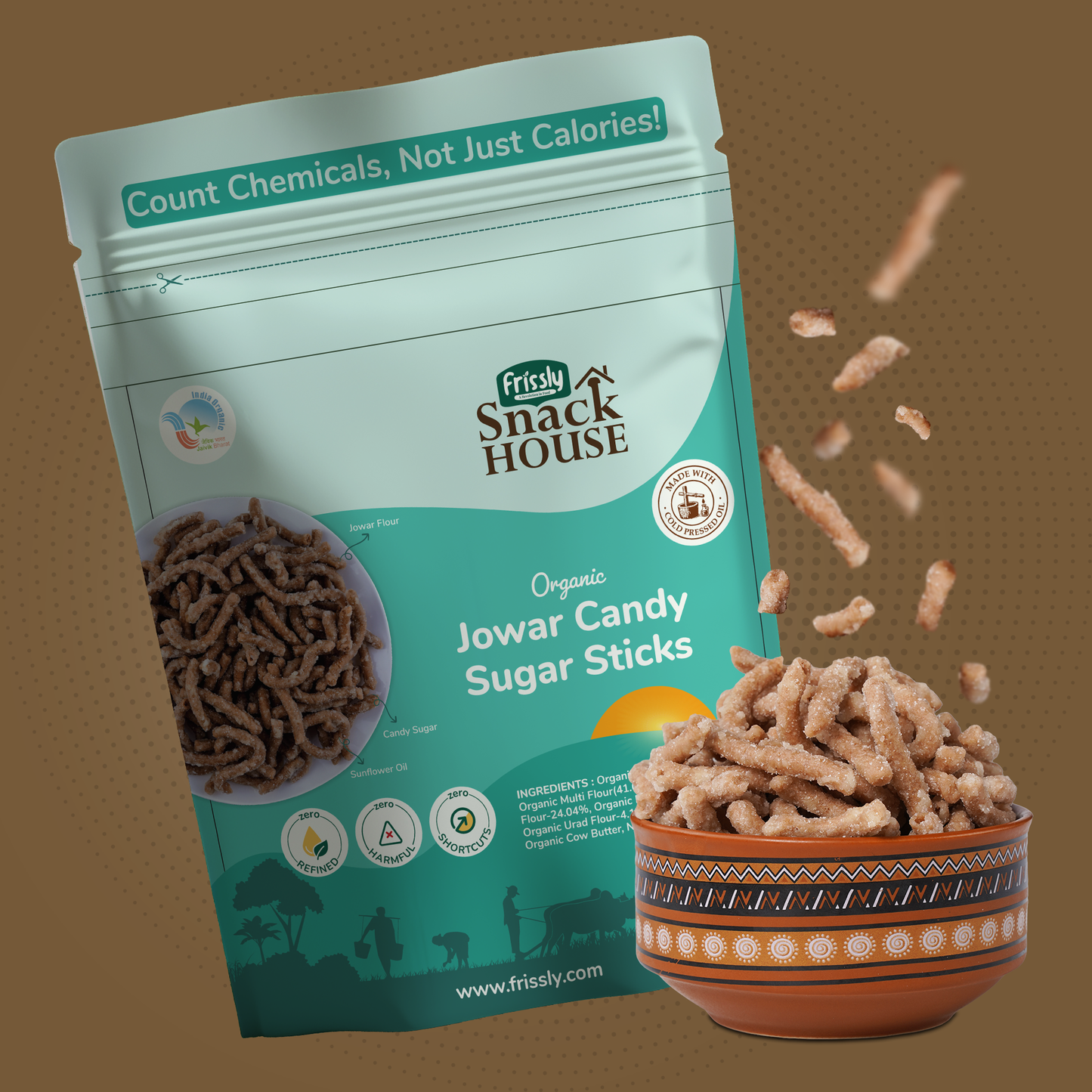 Frissly Jowar Candy Sugar Sticks (100 GM) (PACK OF 2)