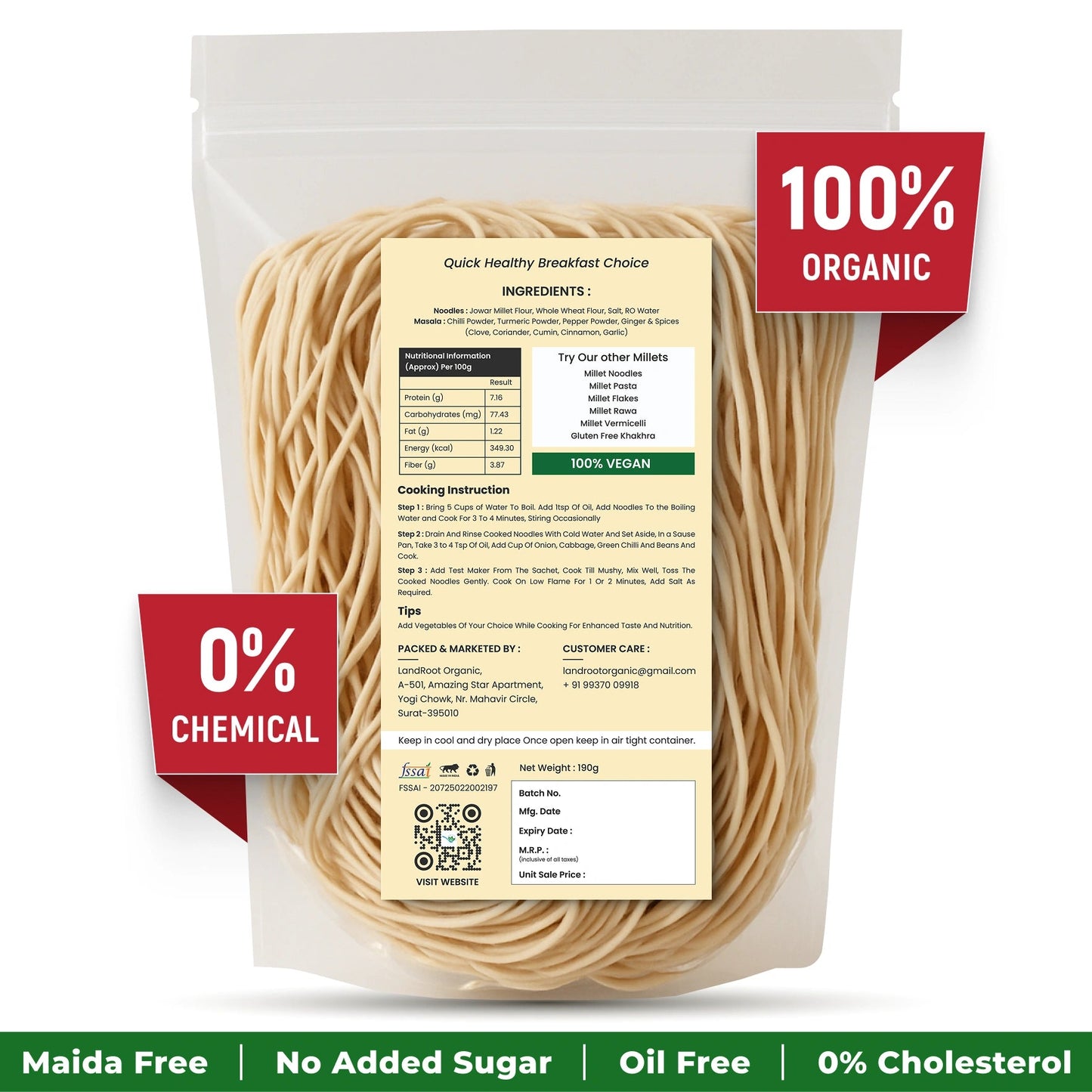 LandRoot Organic Jowar Millets Noodles