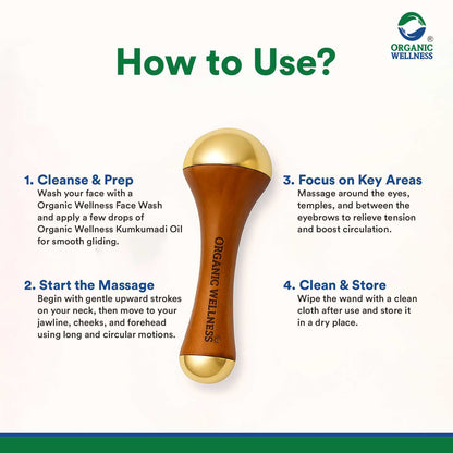Organic Wellness Face Massager Acupoint Kansa Wand Massager With Wooden Handle