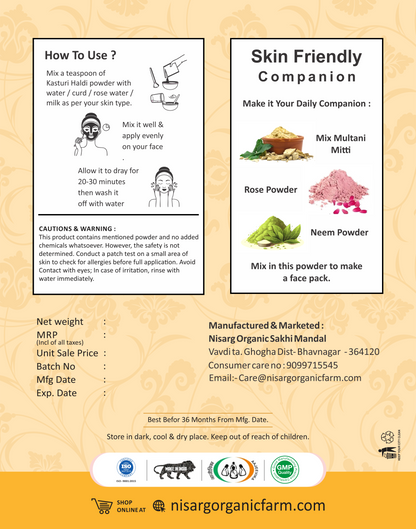 Nisarg Organic Farm Kasturi Haldi Powder