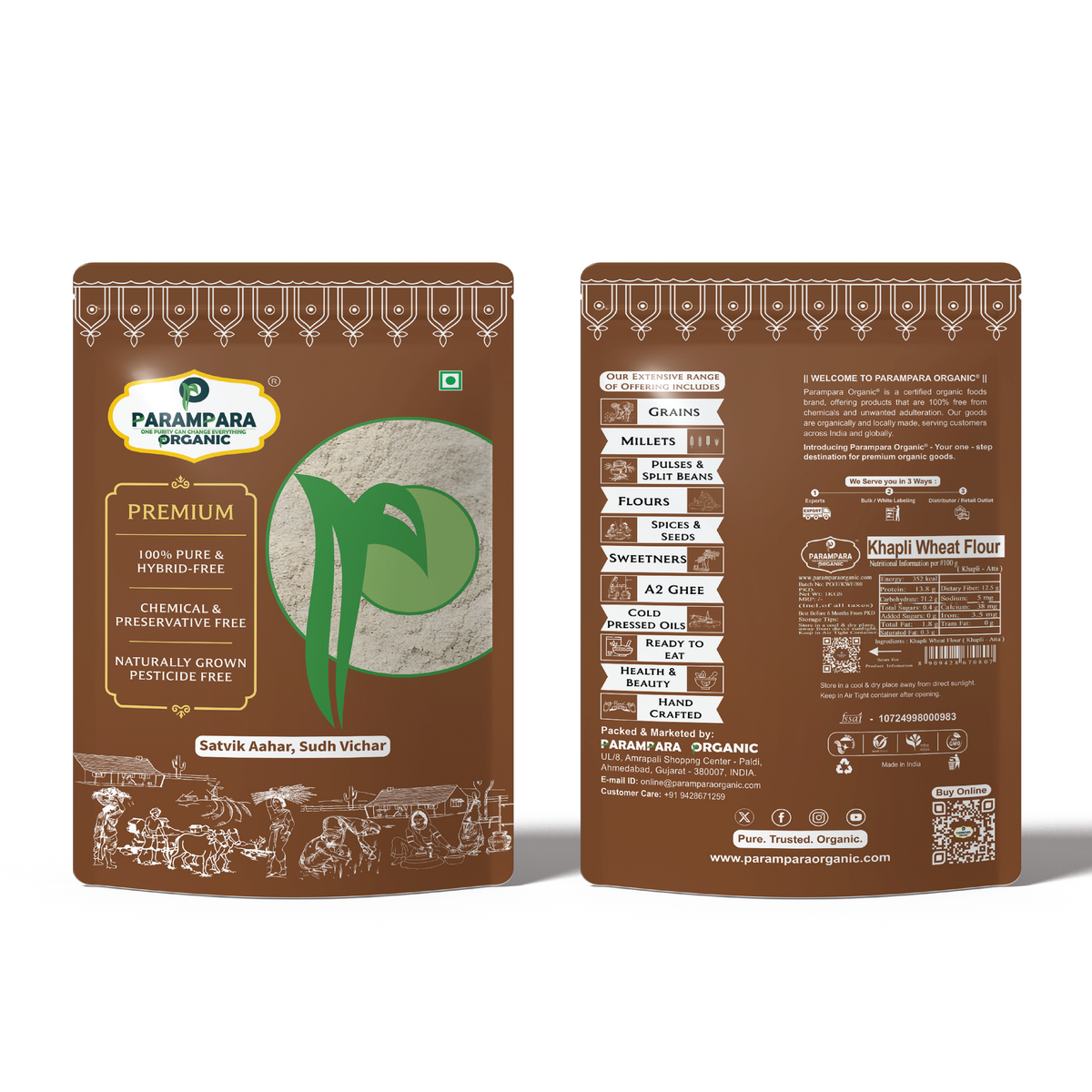 Parampara Organic Khapli Wheat Flour (Khapli Atta)