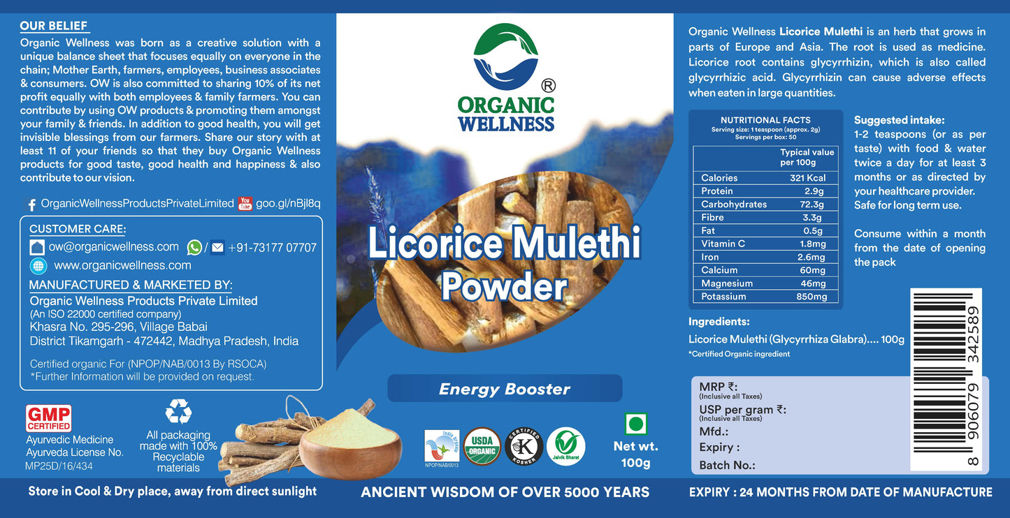 Organic Wellness Licorice Mulethi Powder (100 GM)