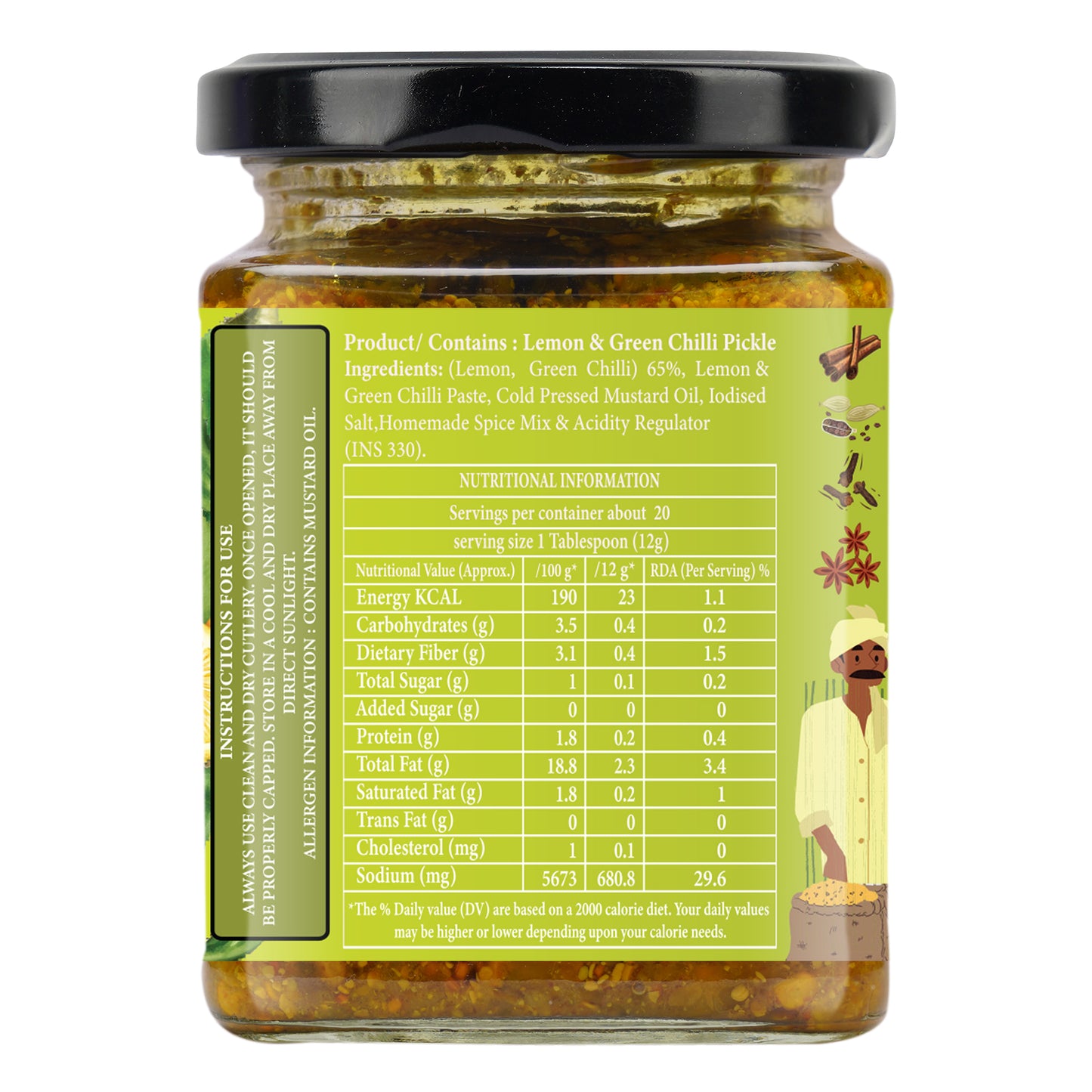 Organic Nation Nimbu Mirch Twist (Lemon Chilli Pickle)
