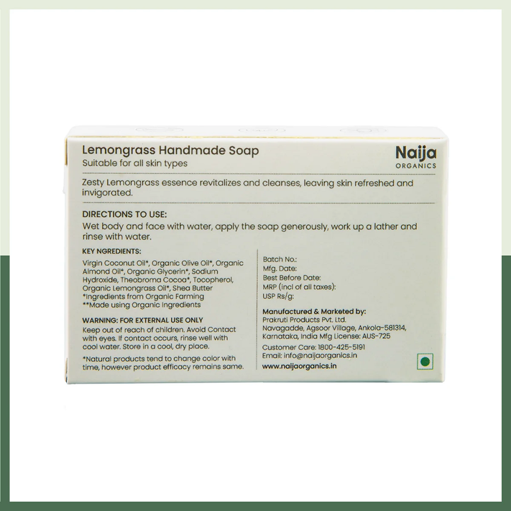 Naija Organics Lemongrass Bath Soap (100 GM) (3 SOAPS)
