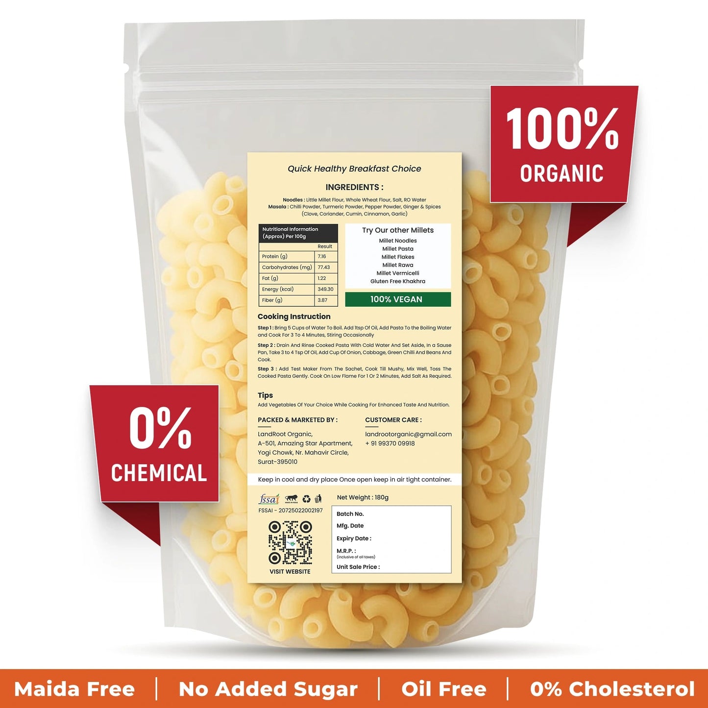 LandRoot Organic Little Millets Pasta