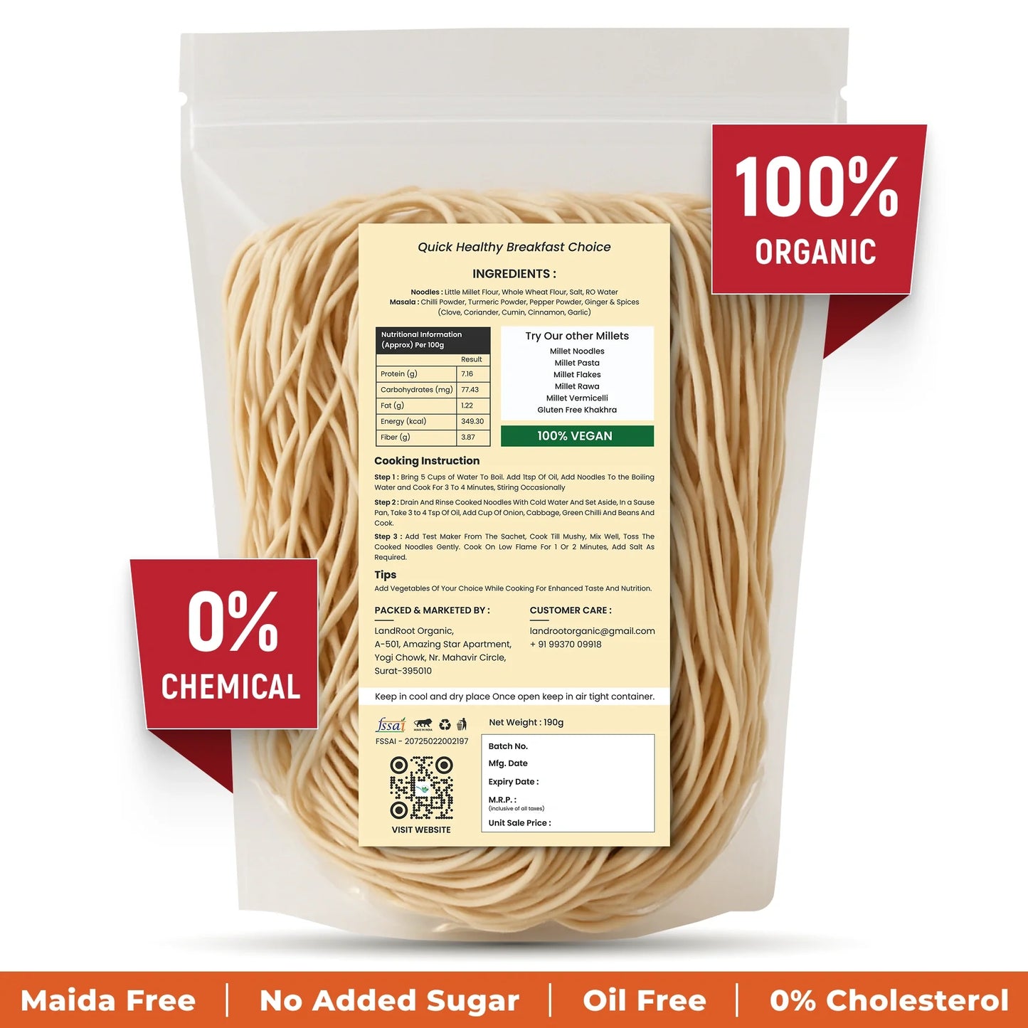 LandRoot Organic Little Millets Noodles