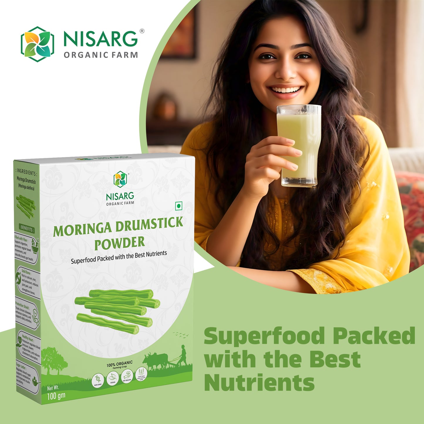 Nisarg Organic Farm Moringa Drumstick Powder