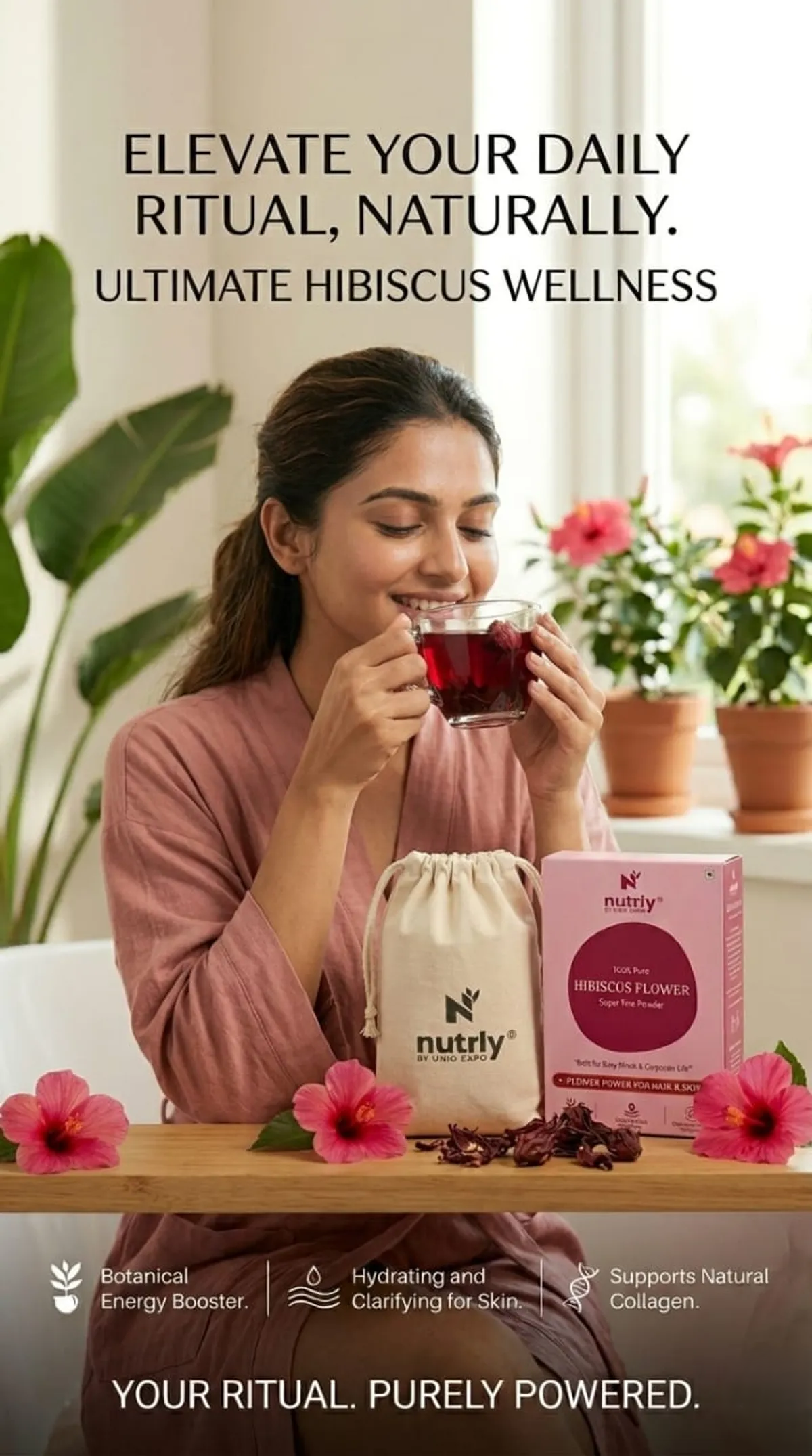 Nutrly Hibiscus Flower Super FIne Powder