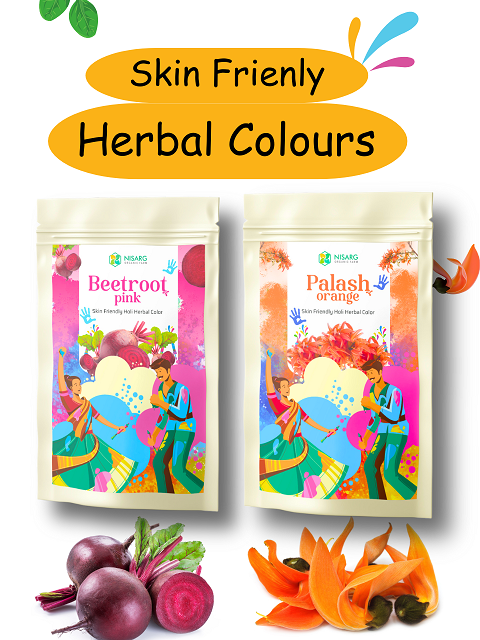 Nisarg Organic Farm Natural Gulal for Holi Festival – Herbal & Skin-Safe Colors (250 GM) (Pack of 2)