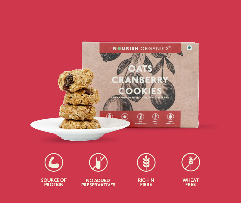 Nourish Organics Oats Cranberry Cookies (120 GM)