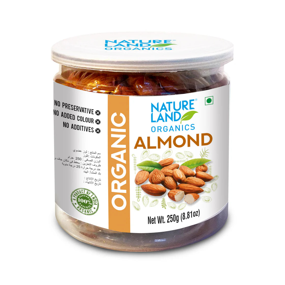 Natureland Organics Almonds 250 GM