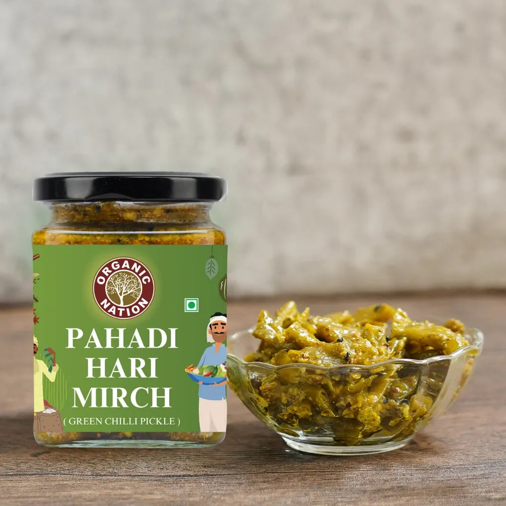 Organic Nation Pahadi Hari Mirch (Green Chilli Pickle)