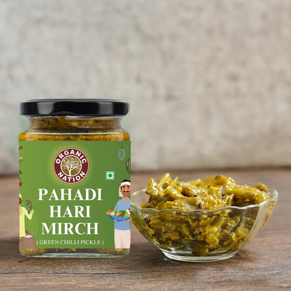 Organic Nation Pahadi Hari Mirch (Green Chilli Pickle)