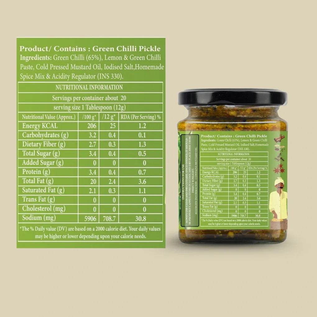 Organic Nation Pahadi Hari Mirch (Green Chilli Pickle)