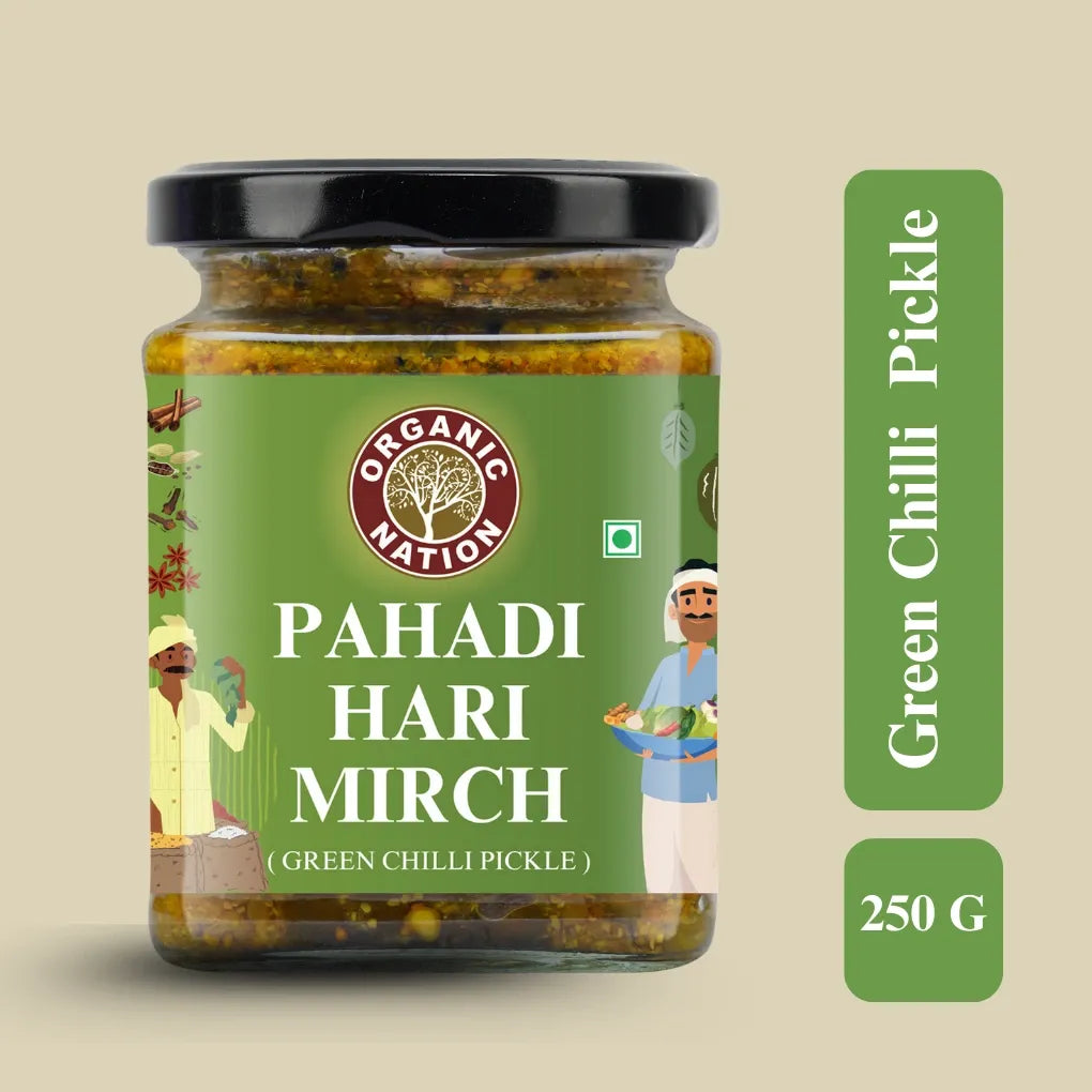Organic Nation Pahadi Hari Mirch (Green Chilli Pickle)