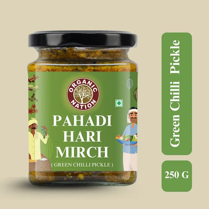 Organic Nation Pahadi Hari Mirch (Green Chilli Pickle)