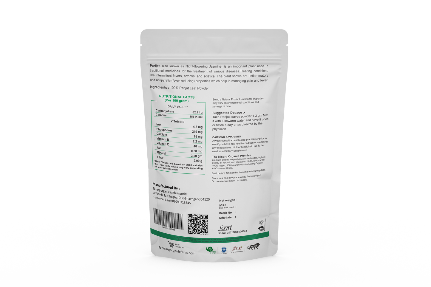 Nisarg Organic Farm Parijat Leaf Powder (100 GM)