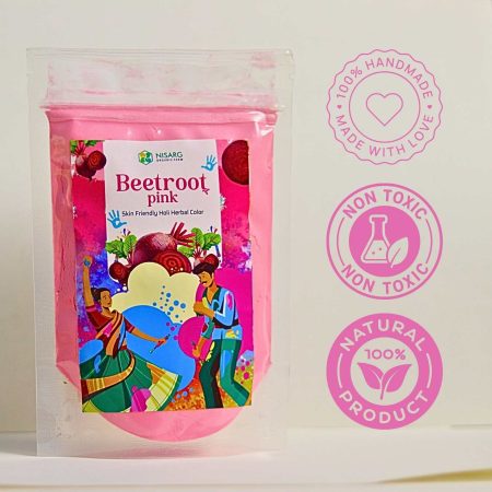 Nisarg Organic Farm Beetroot Pink Holi Color – 100% Natural & Non-Toxic