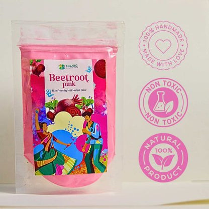 Nisarg Organic Farm Beetroot Pink Holi Color – 100% Natural & Non-Toxic