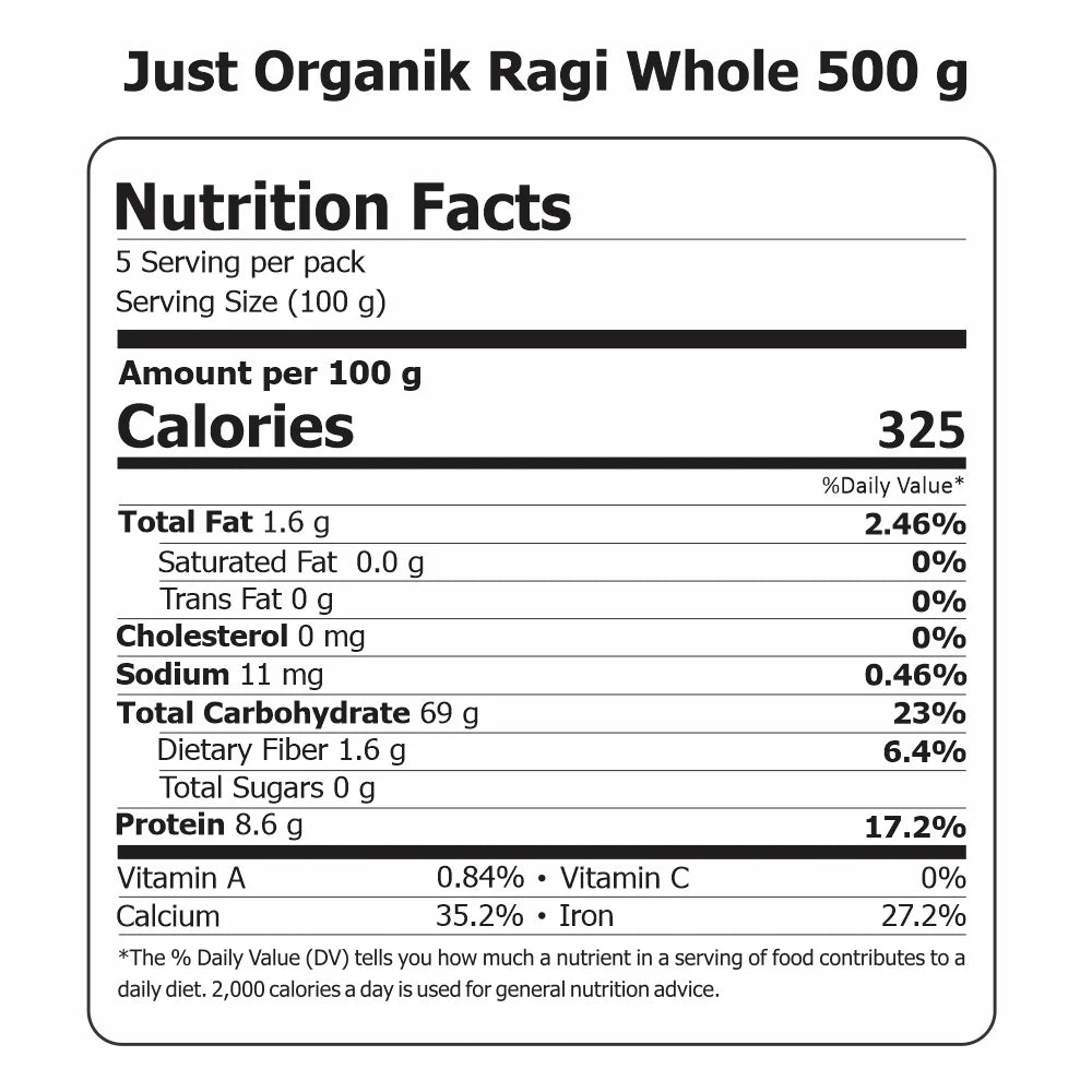 Just Organik Ragi Whole (Nachni/Mandua/Finger Millet)