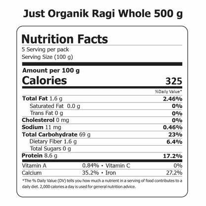 Just Organik Ragi Whole (Nachni/Mandua/Finger Millet)