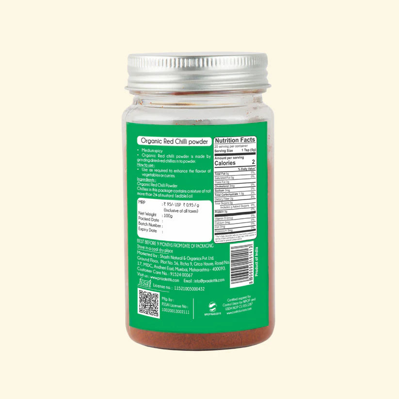 Praakritik Organic Red Chilli Powder 100g