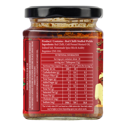 Organic Nation Bharwan Lal Mirch (Stuffed Red Chilli Pickle)