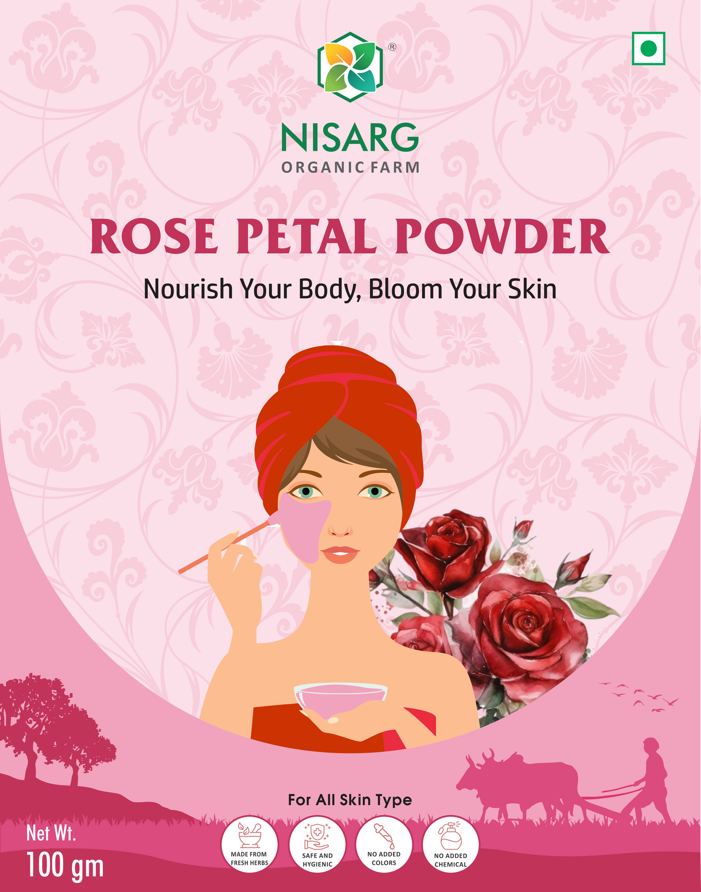 Nisarg Organic Farm Red Rose Petals Powder