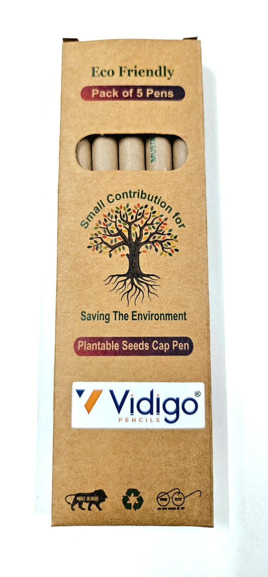 Vidigo Pencils Plantable Seed Cap With Paper Pen (5 Pcs)