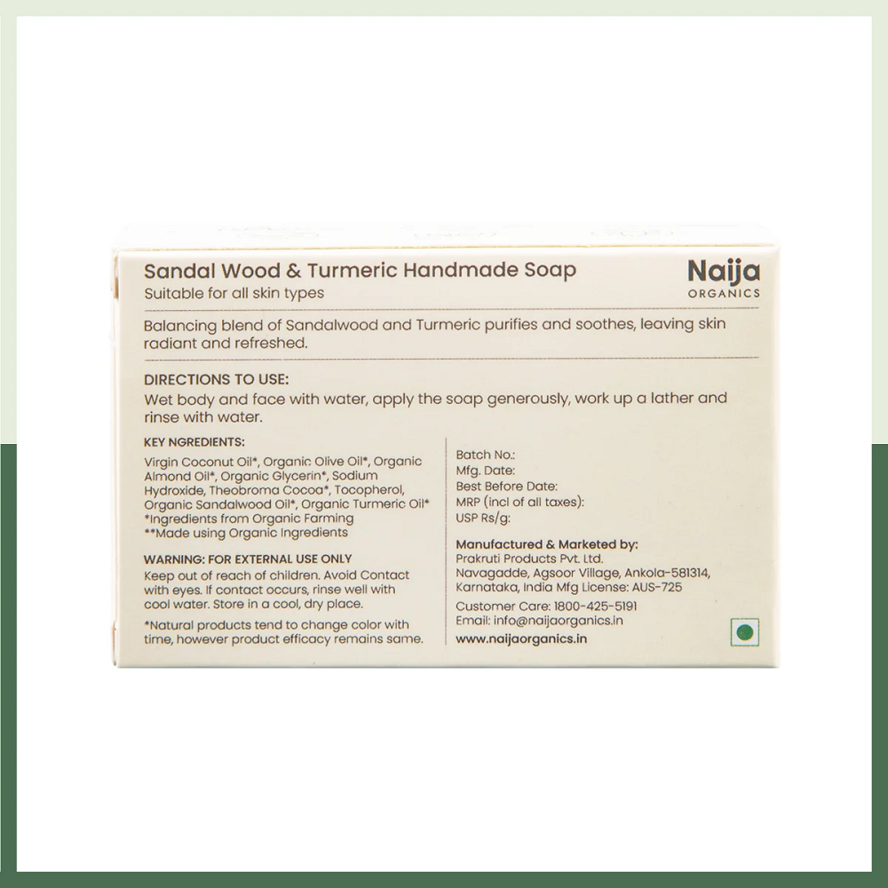Naija Organics Sandalwood & Turmeric Bath Soap (100 GM) (3 SOAPS)