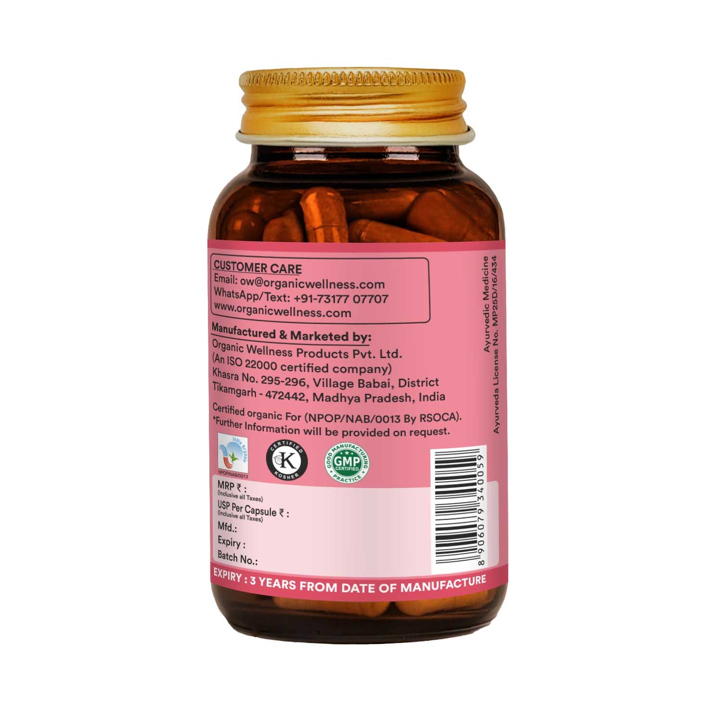 Organic Wellness Shatavari A+ 90 Capsules
