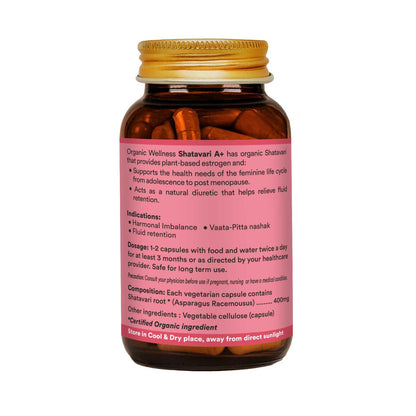 Organic Wellness Shatavari A+ 90 Capsules