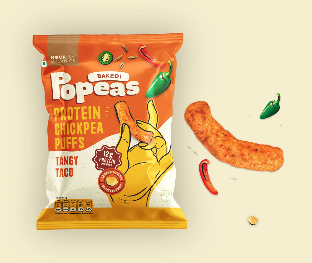 Nourish Organics Tangy Taco Protein Puffs (60 GM)