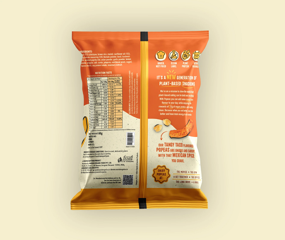 Nourish Organics Tangy Taco Protein Puffs (60 GM)