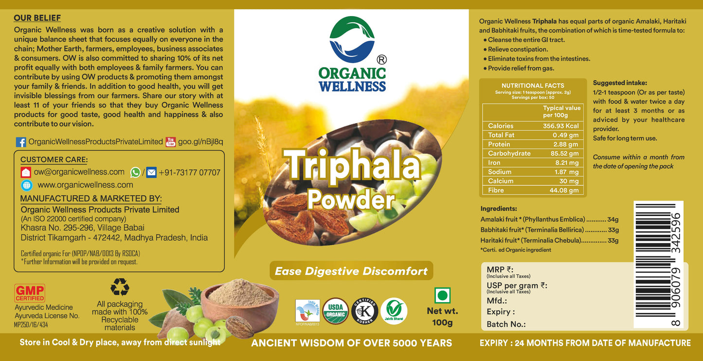 Organic Wellness Triphala Powder (100 GM)