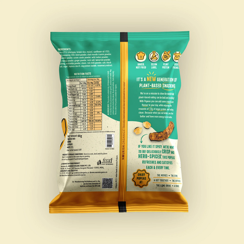Nourish Organics Spicy Mint Protein Puffs (60 GM)